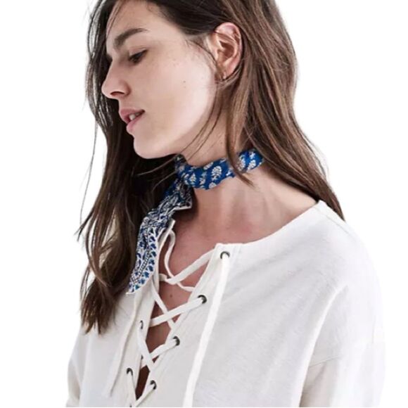 Madewell Libra lace up Tee shirt-oversized XS - Picture 3 of 7